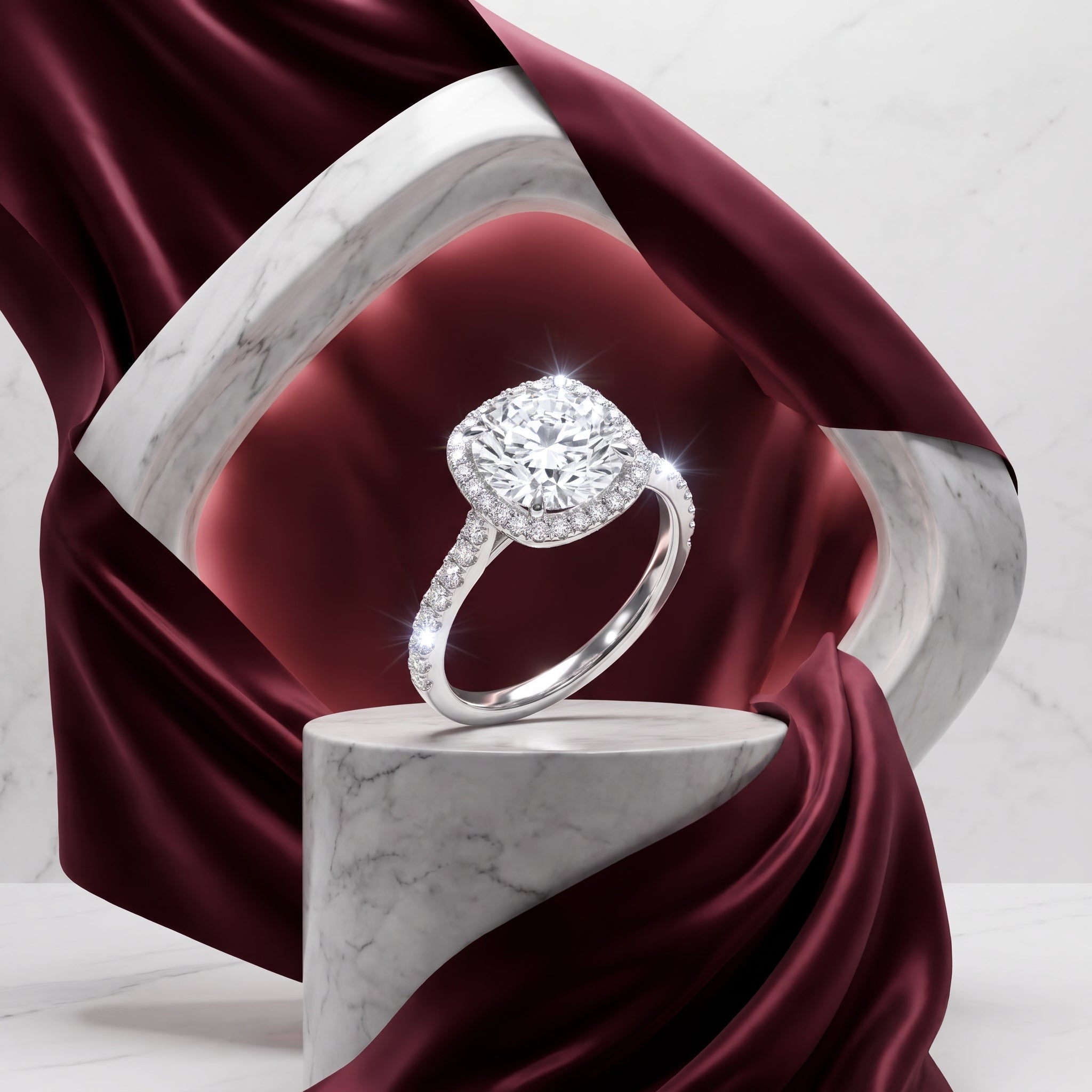 Isabella Cushion Halo Moissanite Engagement Ring