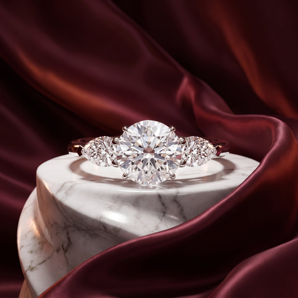 Vivienne Three Stone Moissanite Engagement Ring