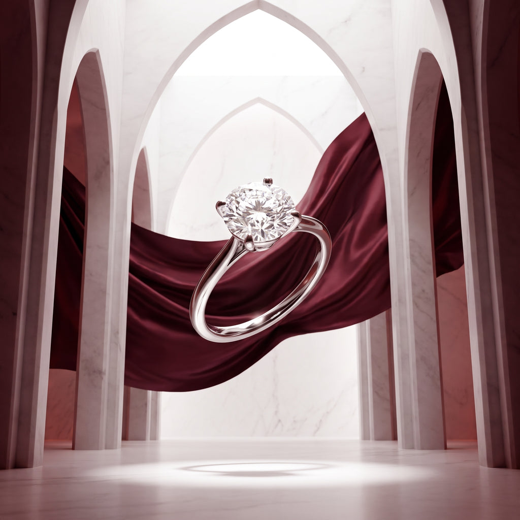Celeste Classic Cathedral Solitaire Moissanite Engagement Ring