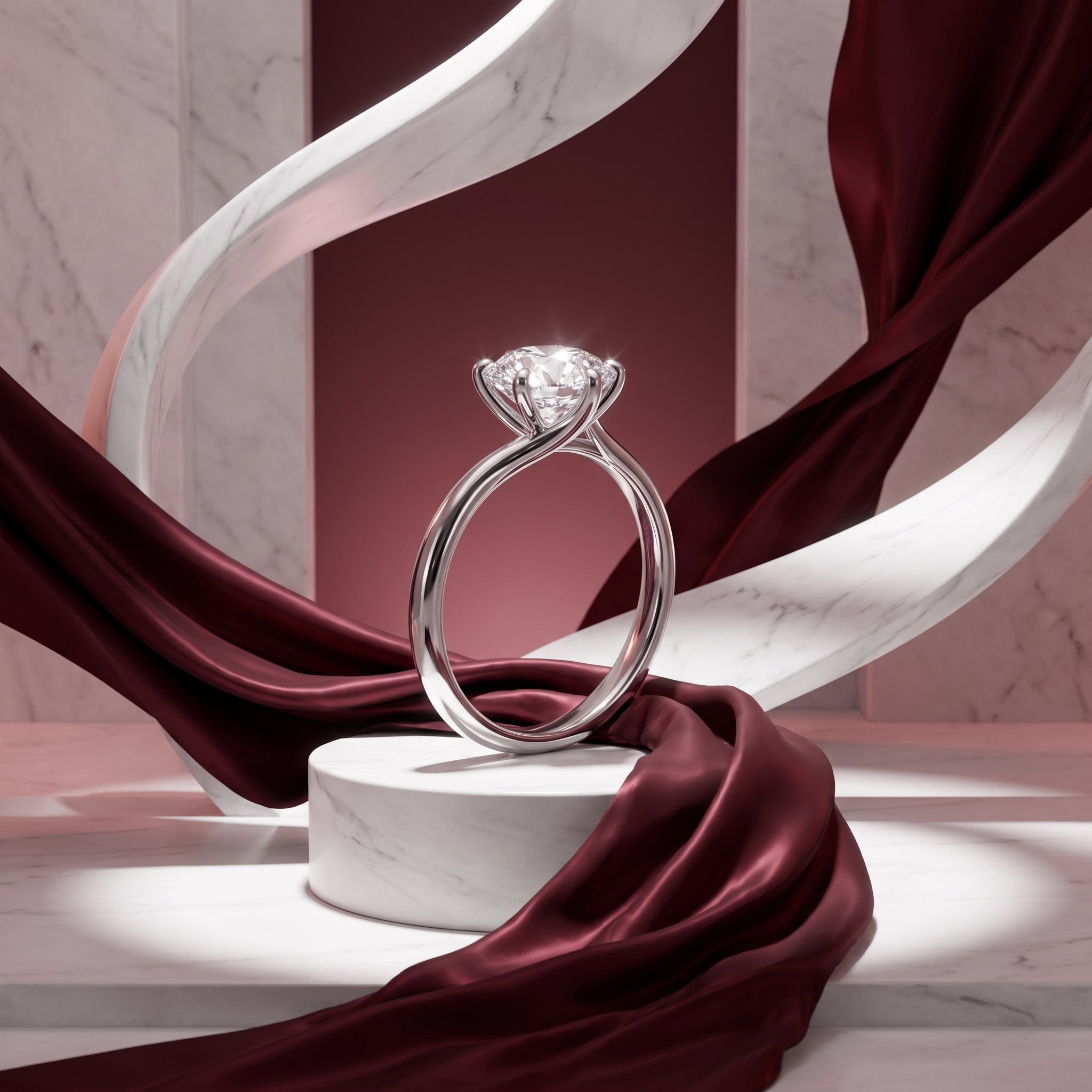 Elowen Twisted Solitaire Engagement Ring | 925 Sterling Silver & 18K White Gold Plated
