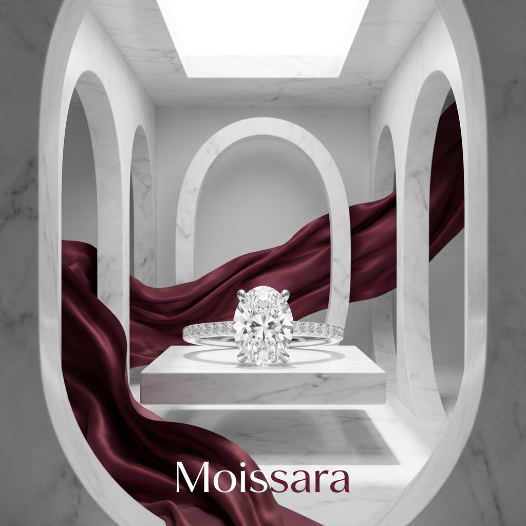 Celestia Oval Solitaire Engagement Ring | 925 Sterling Silver & 18K White Gold Plated