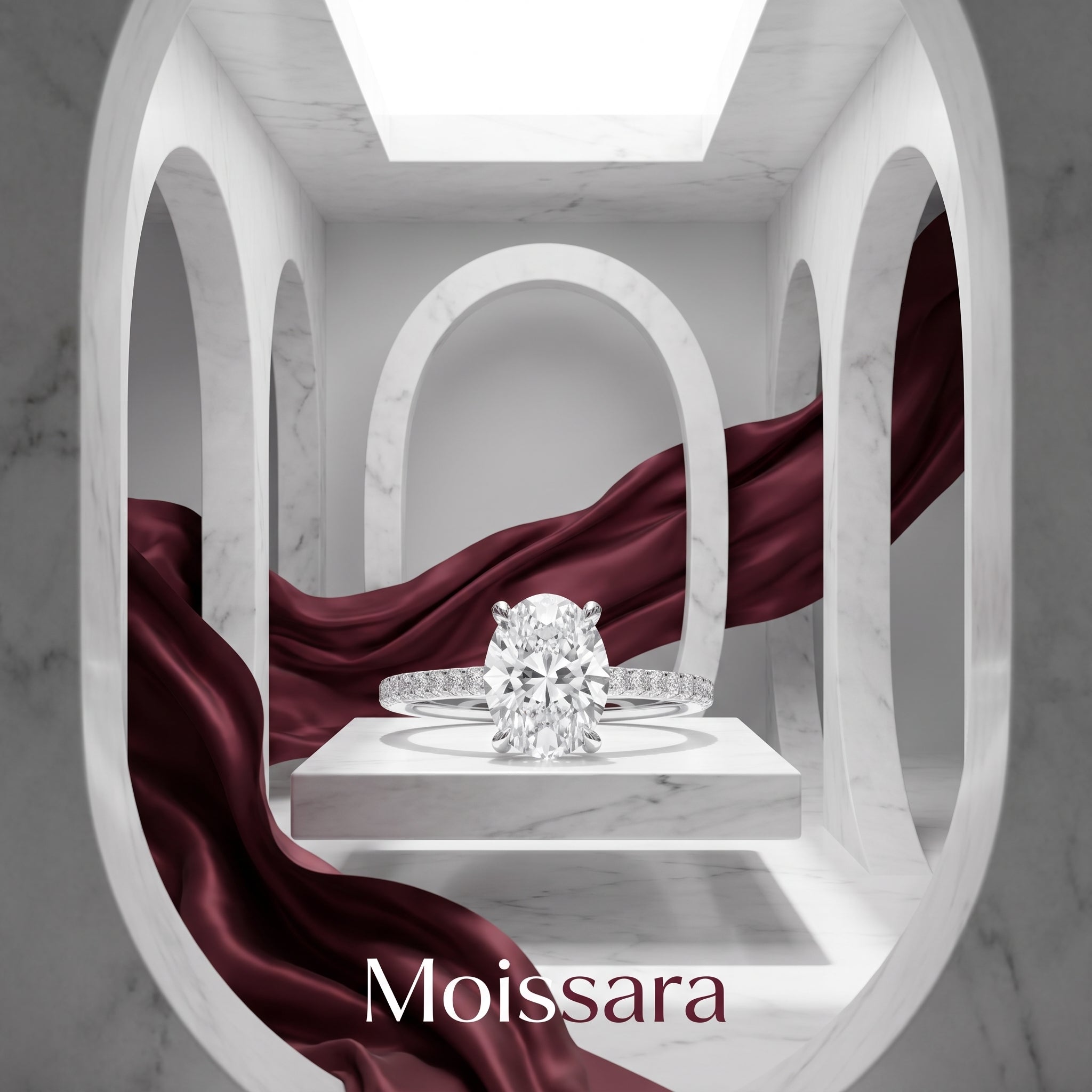 Celestia Oval Solitaire Engagement Ring | 925 Sterling Silver & 18K White Gold Plated