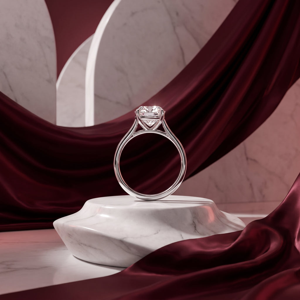 Elise Cathedral Cushion Solitaire Engagement Ring