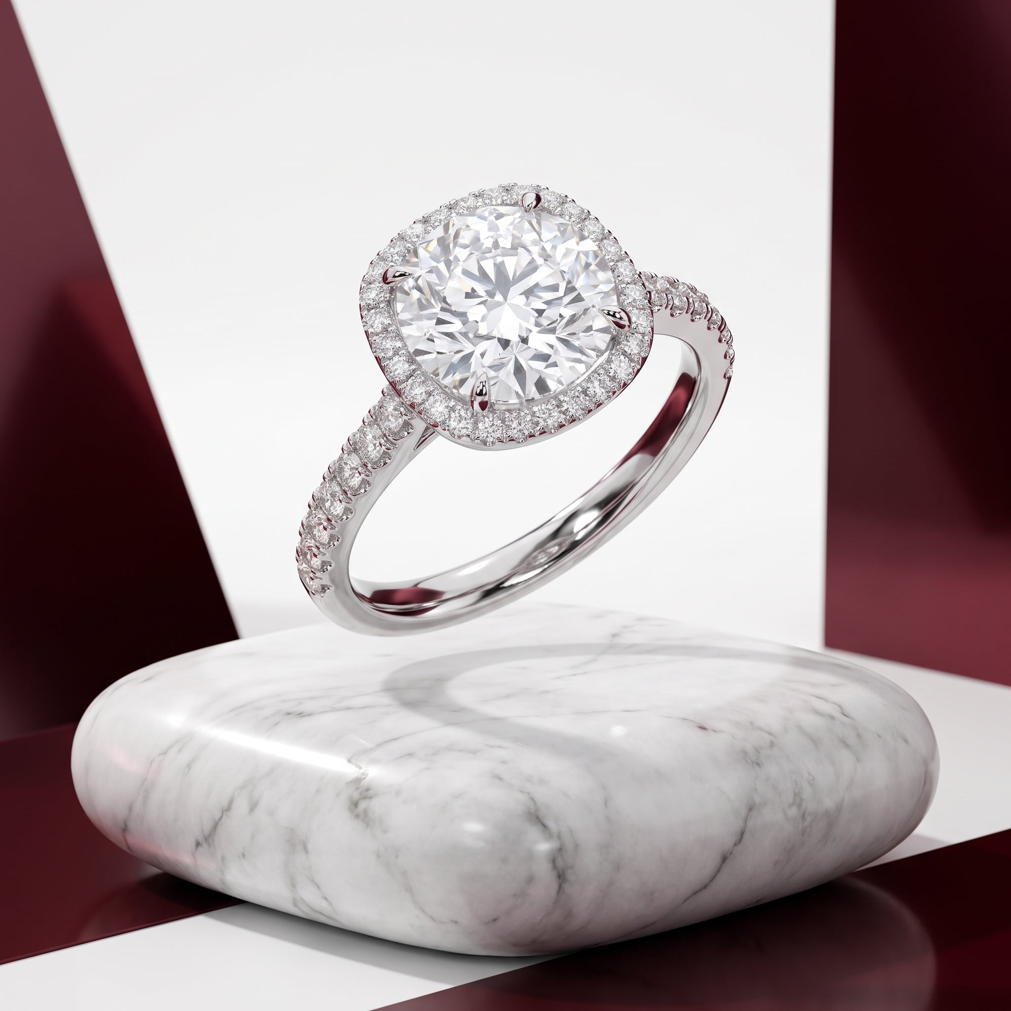 Isabella Cushion Halo Moissanite Engagement Ring