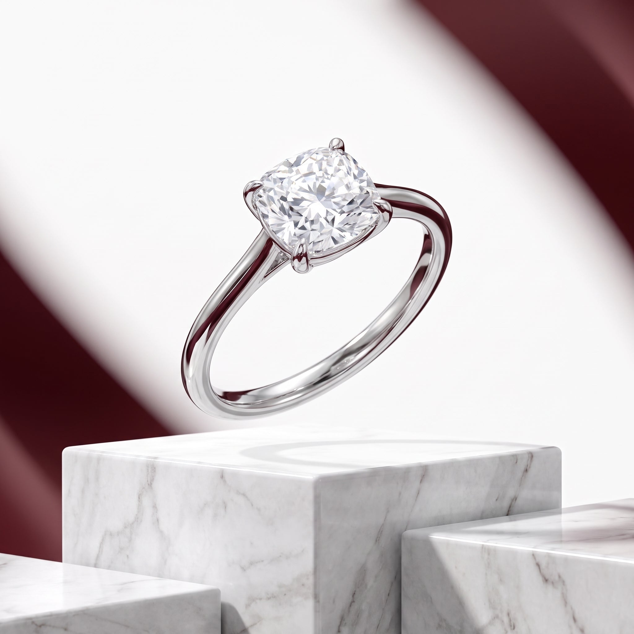 Elise Cathedral Cushion Solitaire Engagement Ring