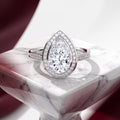 Seraphina Pear Halo Moissanite Engagement Ring