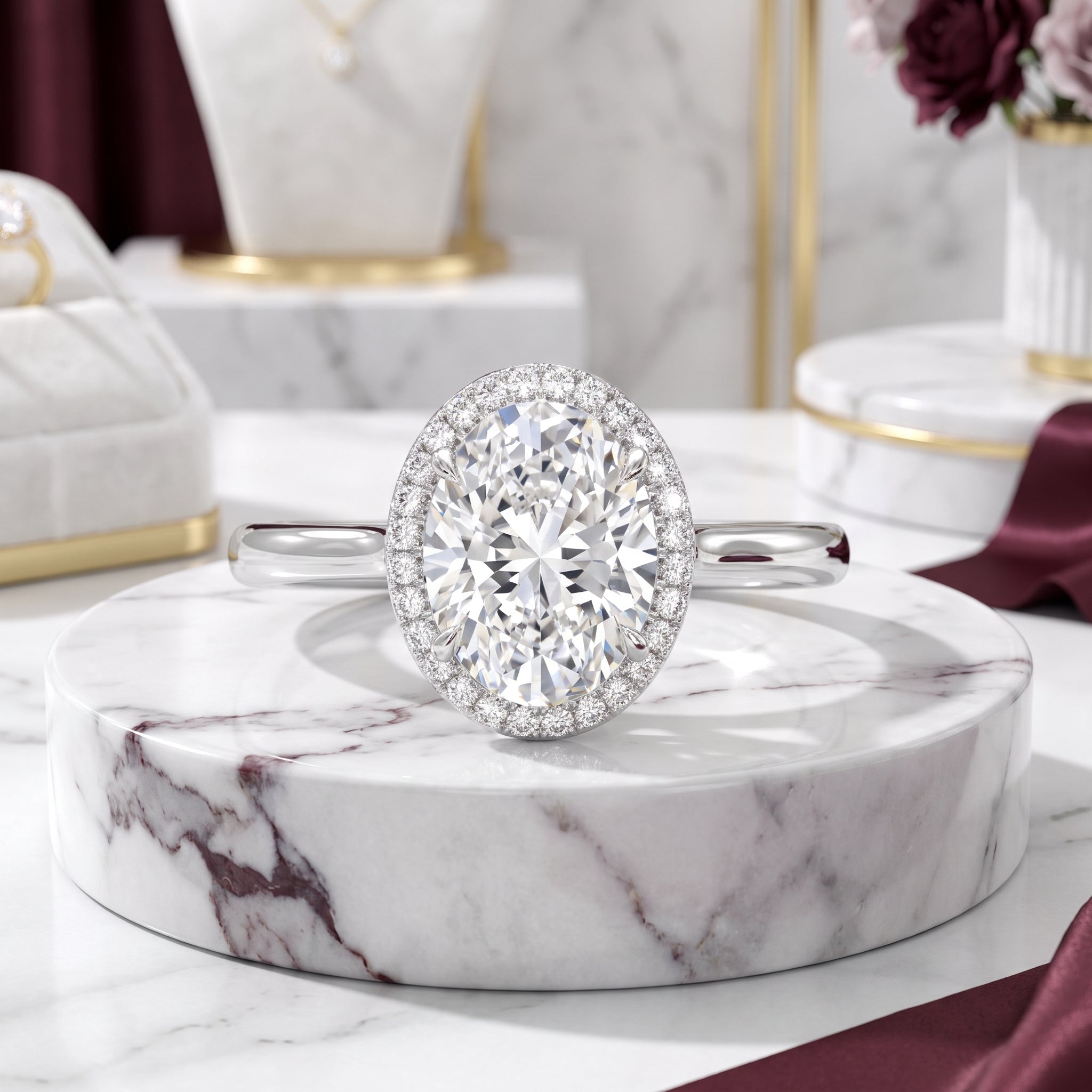 Seraphina Oval Halo Moissanite Engagement Ring