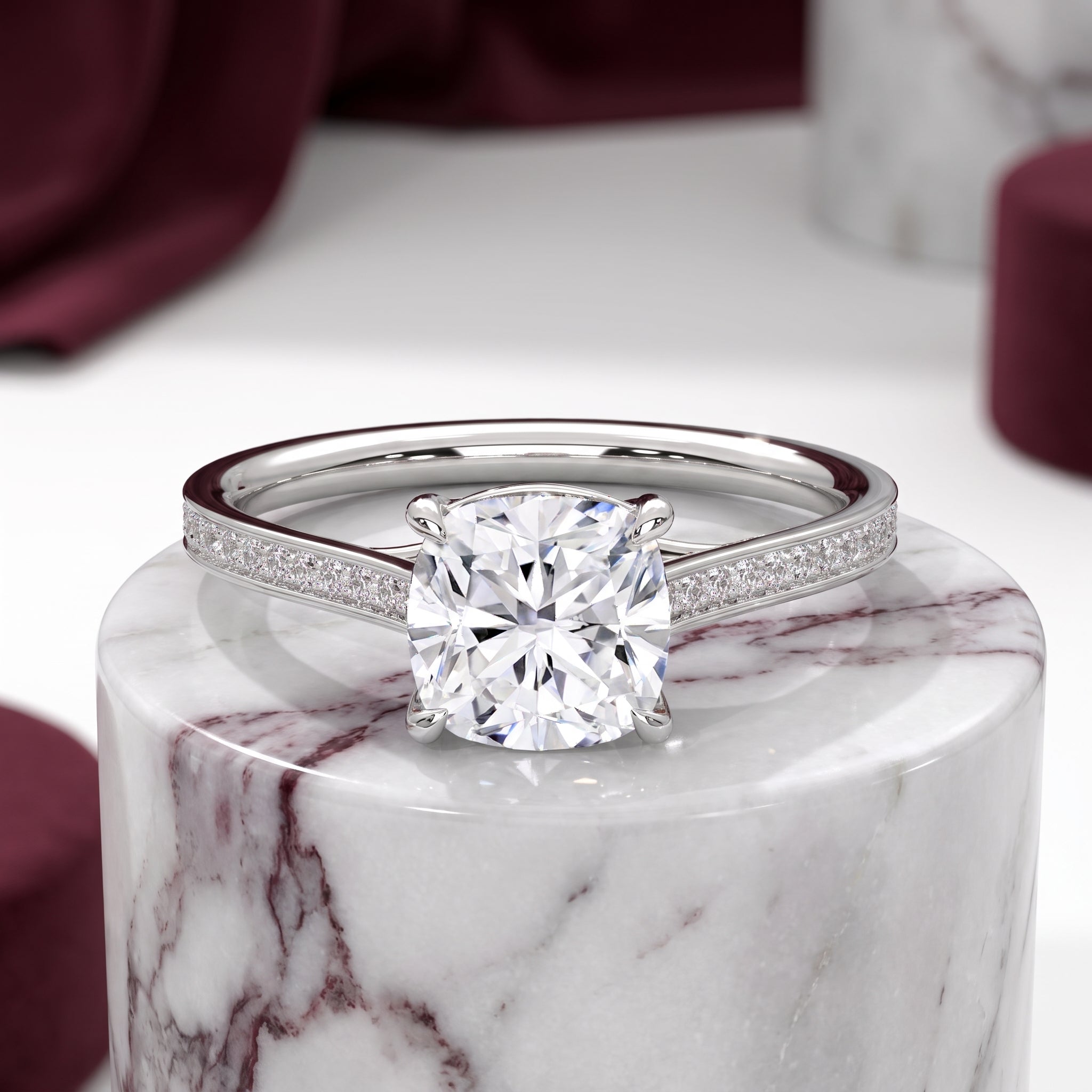 Aurielle Cushion Pavé Solitaire Ring