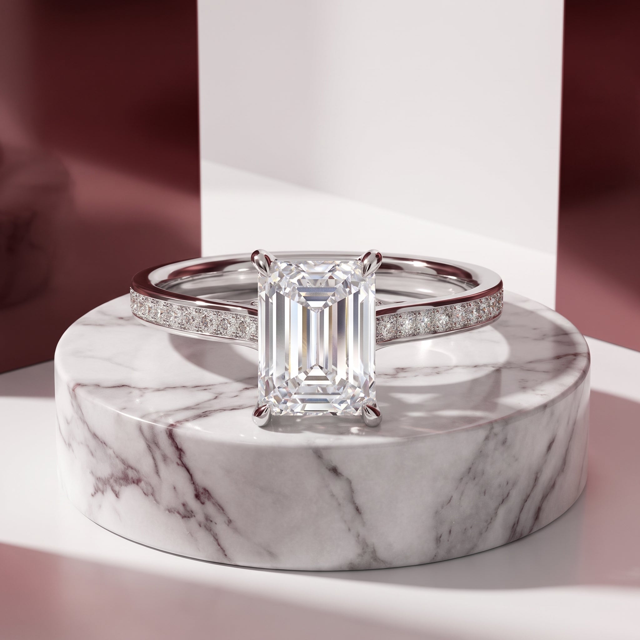 Valencia Radiant Cathedral Pavé Engagement Ring