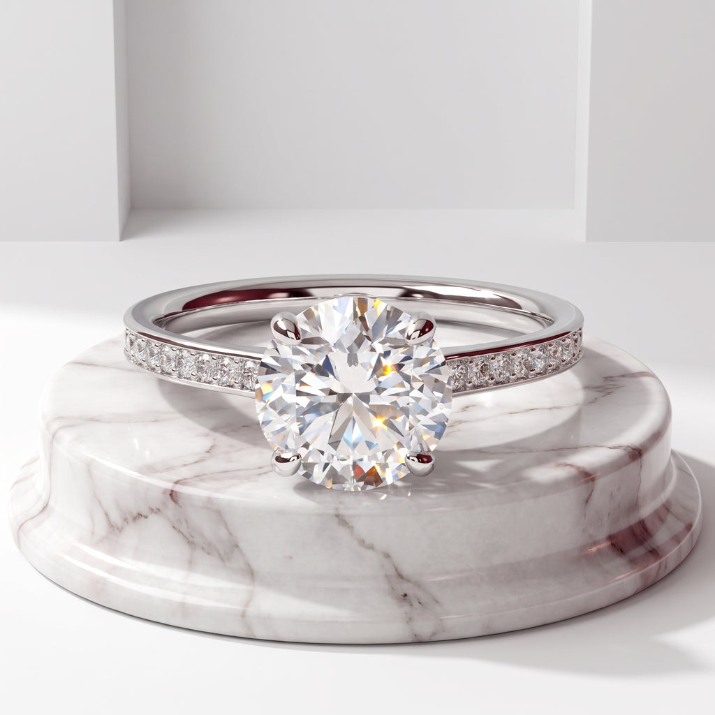 Aurora Classic Pavé Solitaire Engagement Ring
