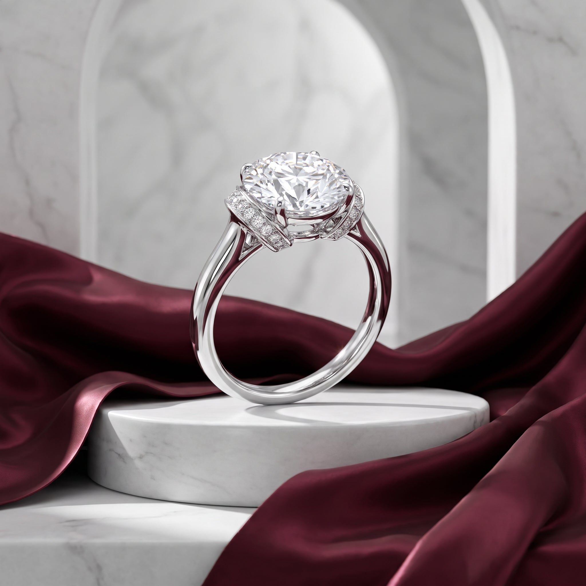 Luna Hidden Halo Round Solitaire Engagement Ring