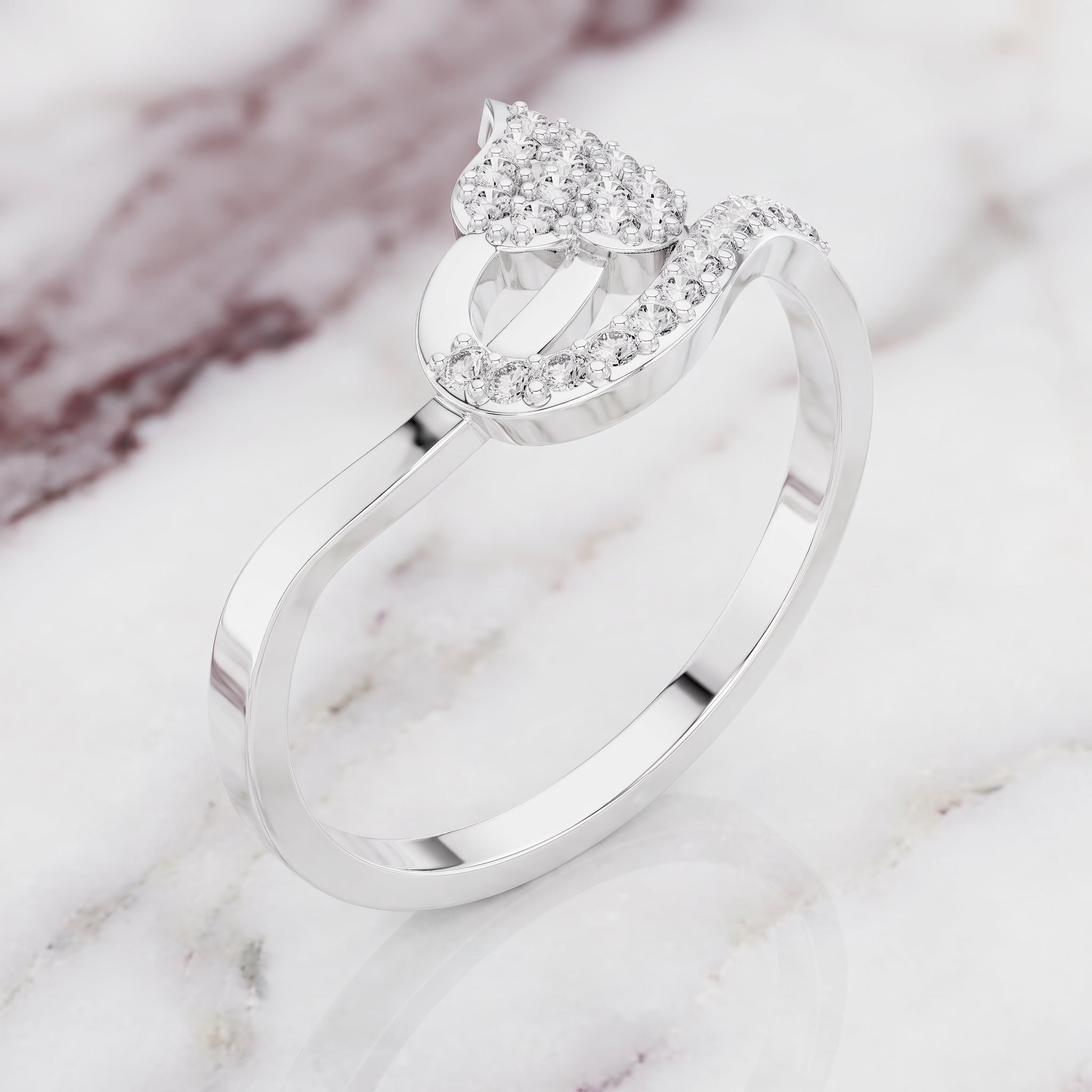 Verdelle Leaf Pavé Moissanite Ring