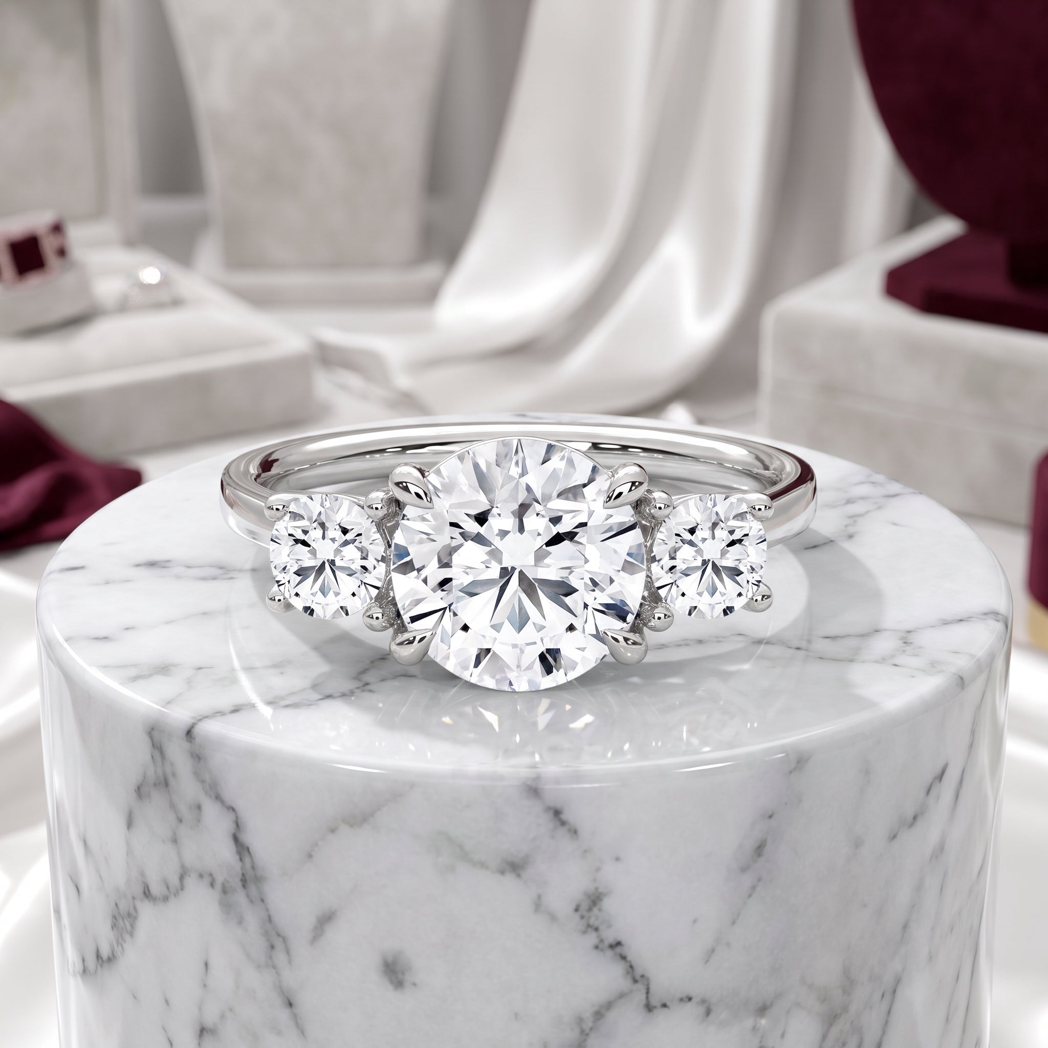 Vivienne Three-Stone Moissanite Engagement Ring