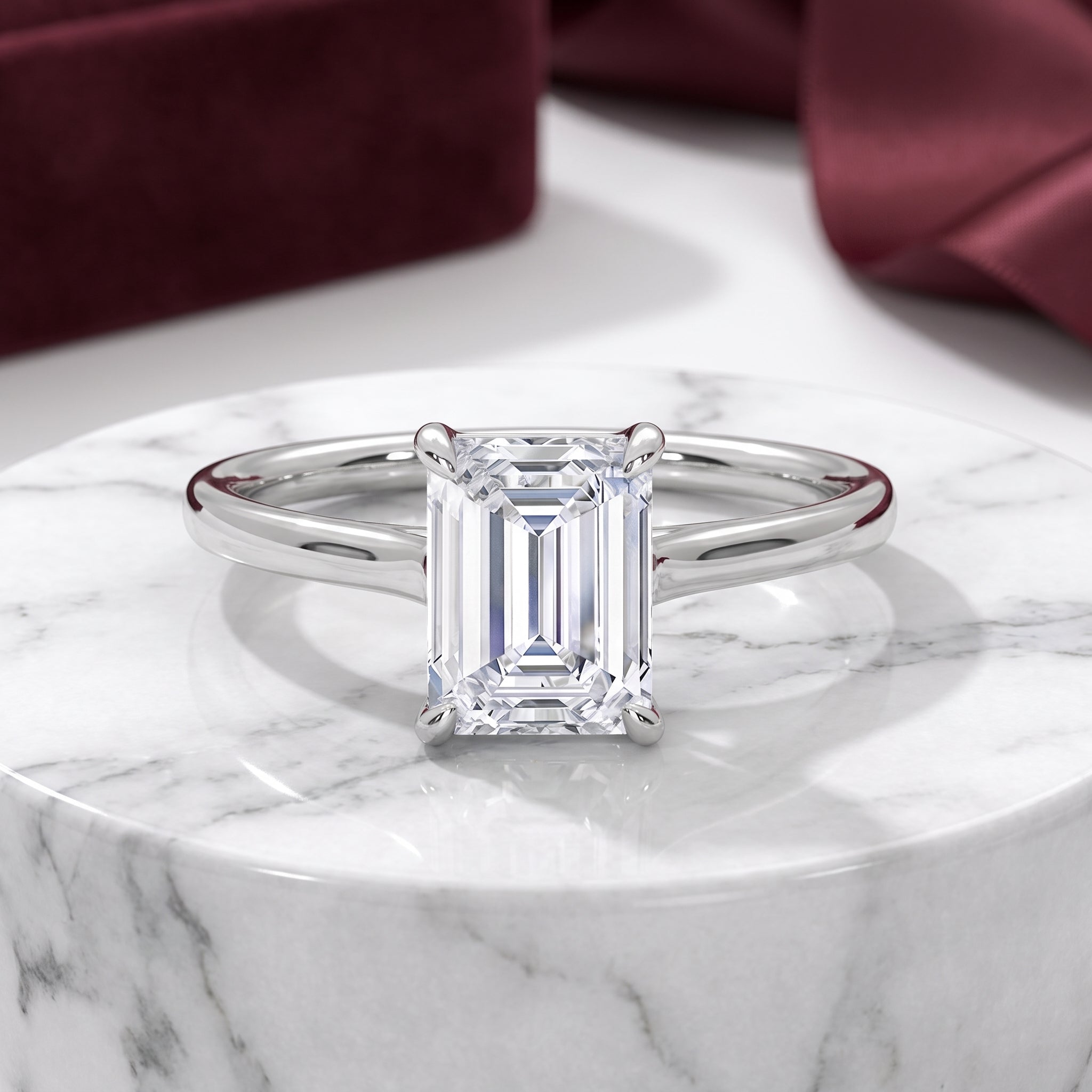 Evelyn Emerald Cut Solitaire Engagement Ring