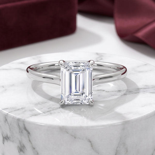 Evelyn Emerald Cut Solitaire Engagement Ring