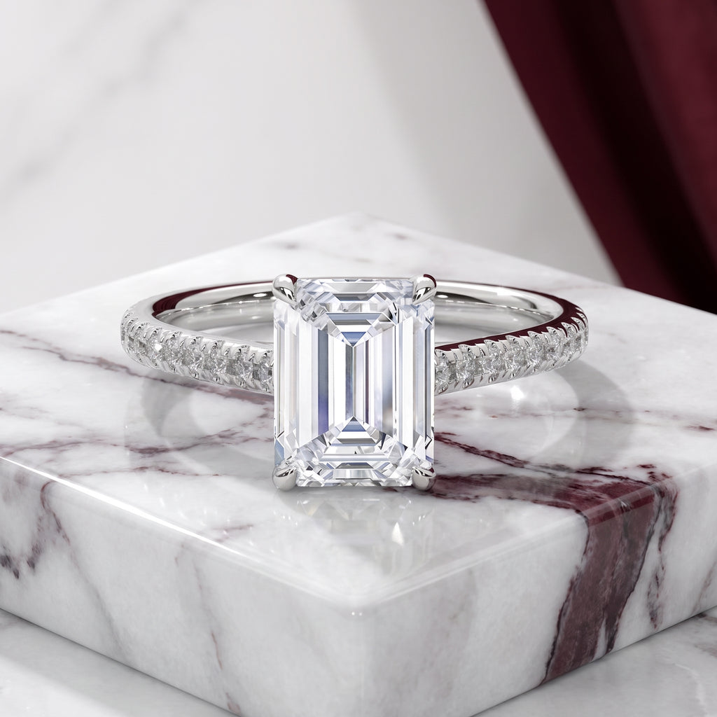 Valencia Emerald Cathedral Pavé Ring
