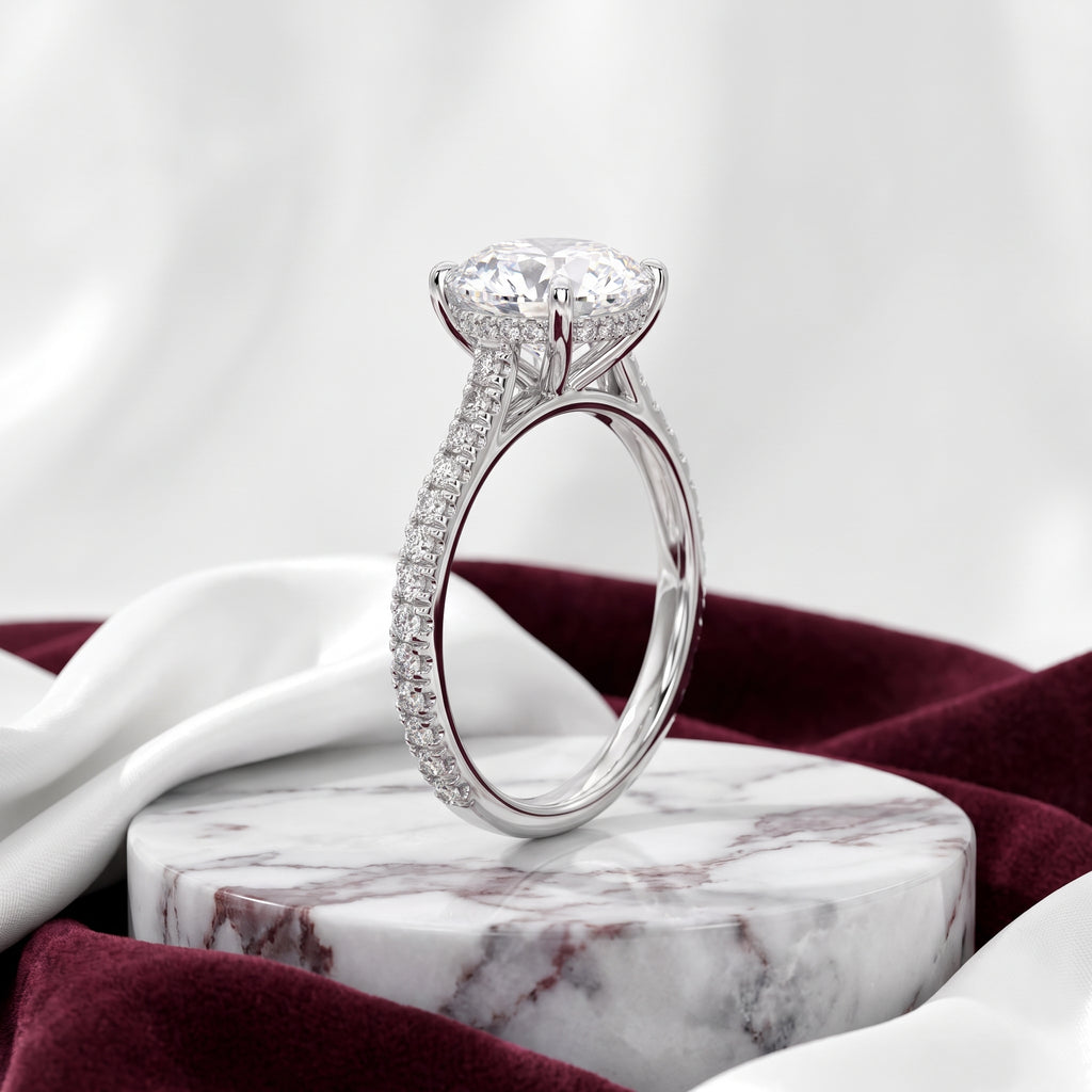 Aurielle Round Moissanite Cathedral Engagement Ring