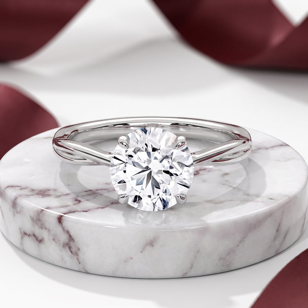 Infinity Twist Round Moissanite Engagement Ring