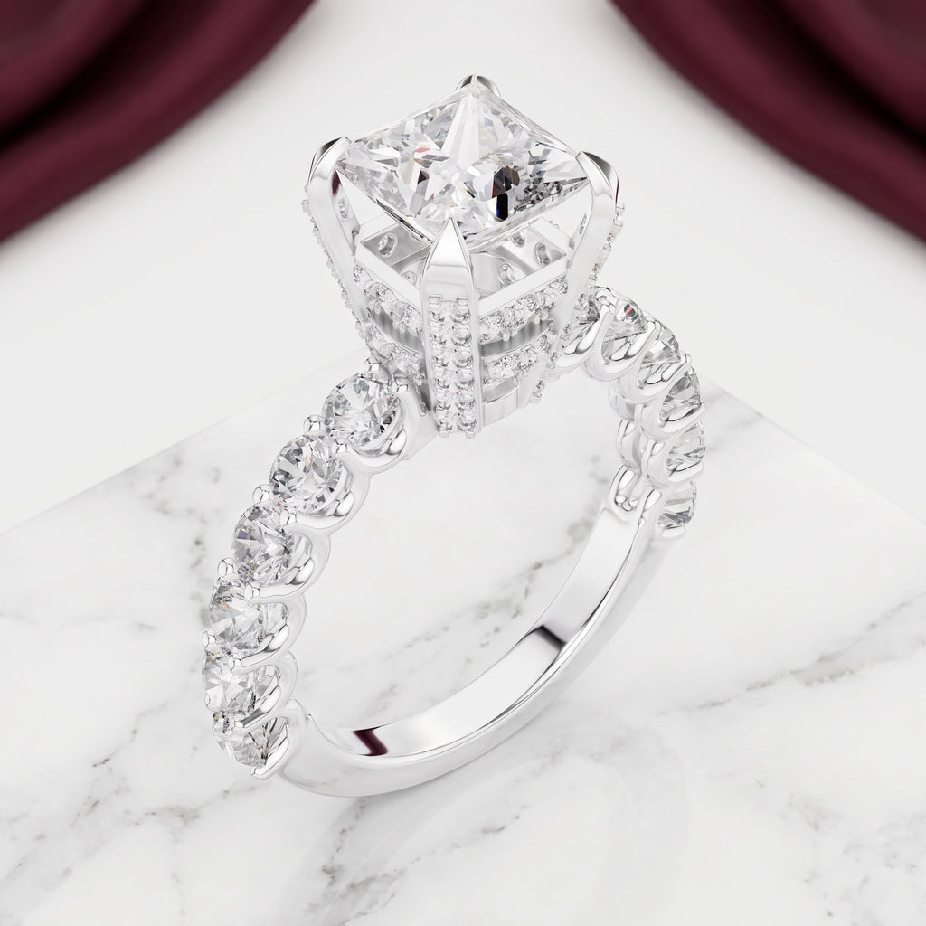 Celestia Princess Cut Moissanite Pavé Engagement Ring