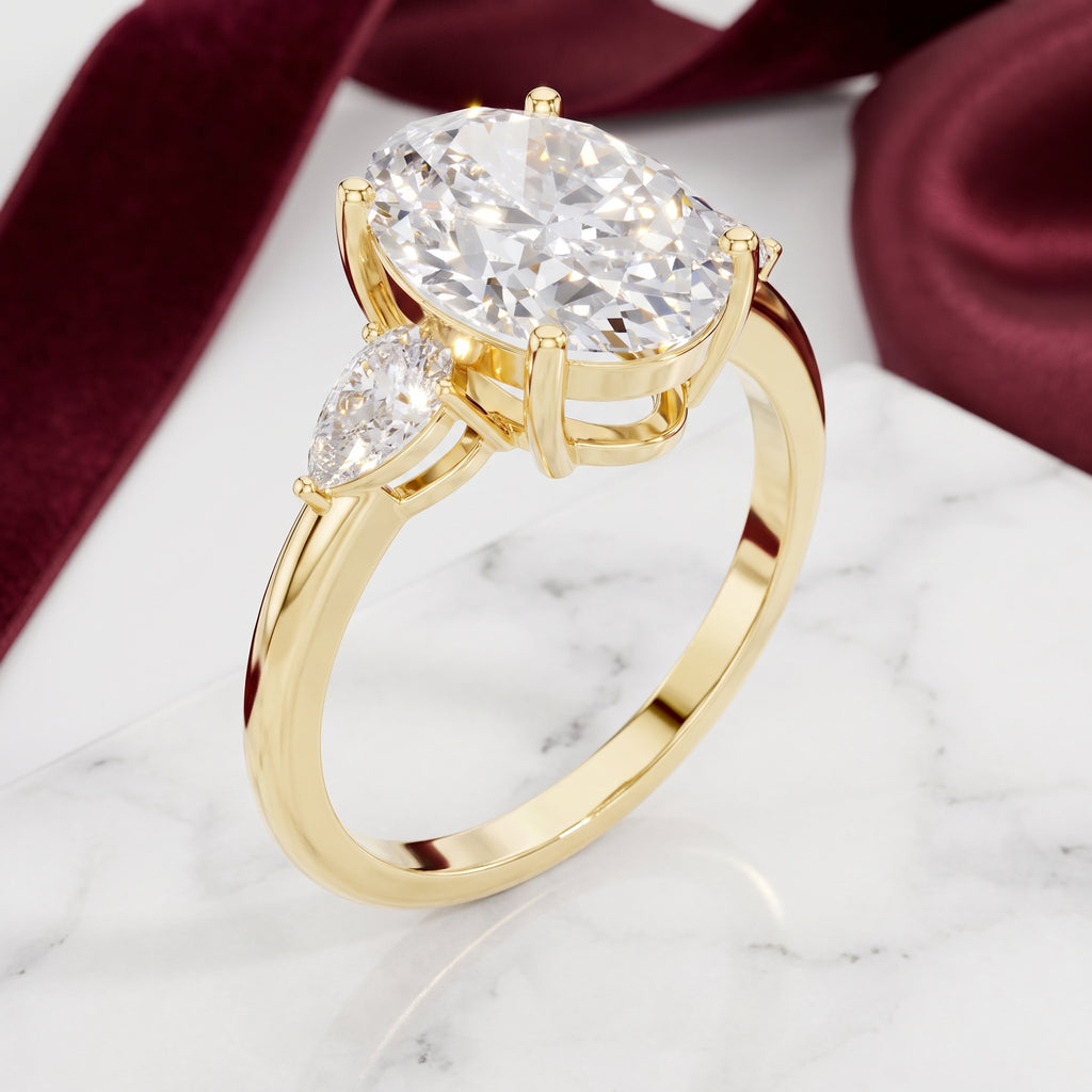 Aurora Oval Three-Stone Moissanite Ring