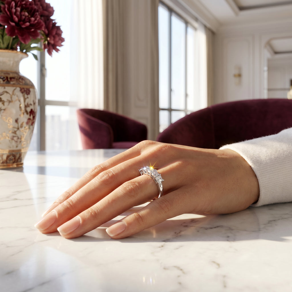 Victoria Princess Cut Moissanite Five Stone Ring