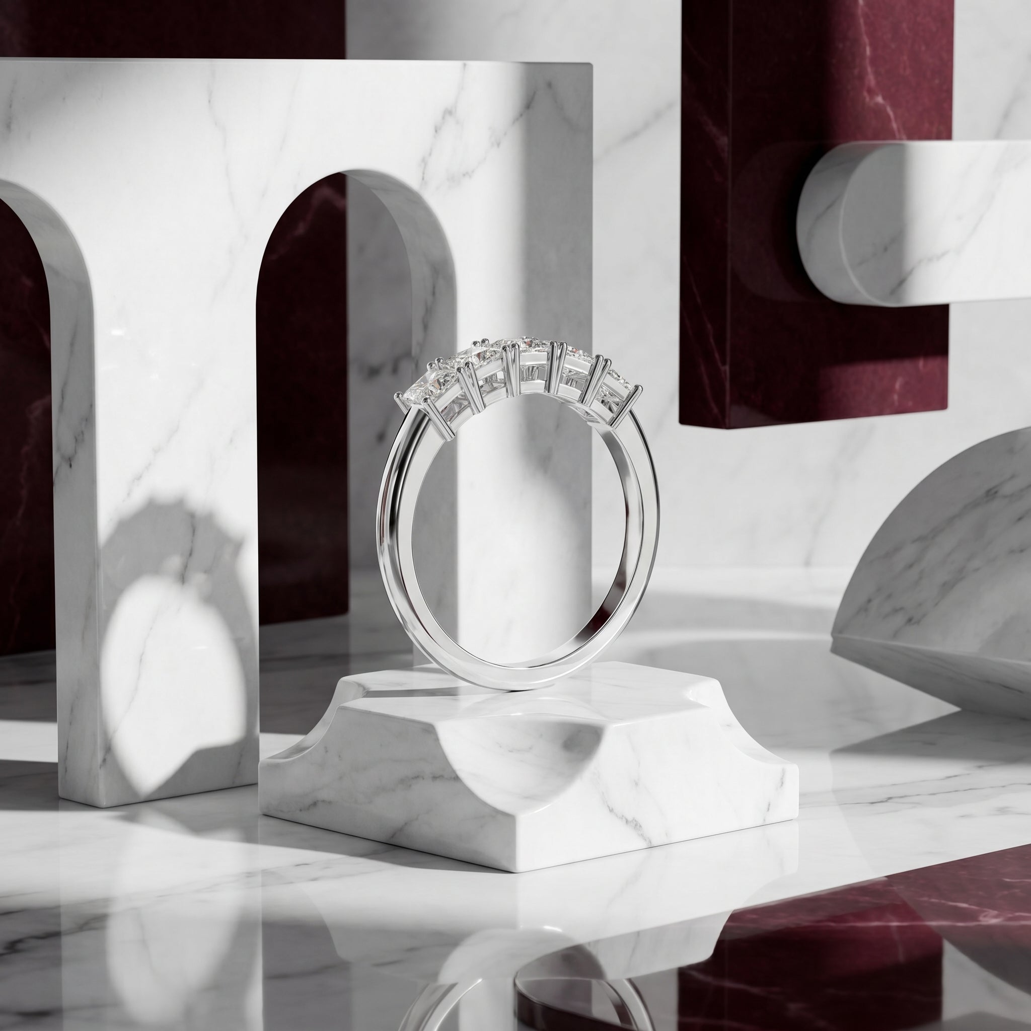 Victoria Princess Cut Moissanite Five Stone Ring