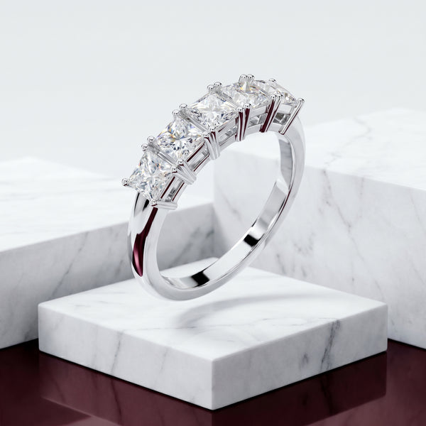 Victoria Princess Cut Moissanite Five Stone Ring