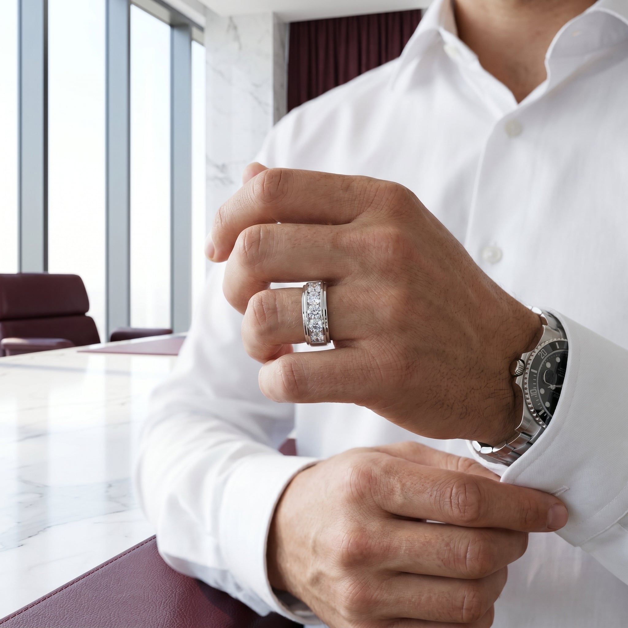 Dominic Channel Set Moissanite Band