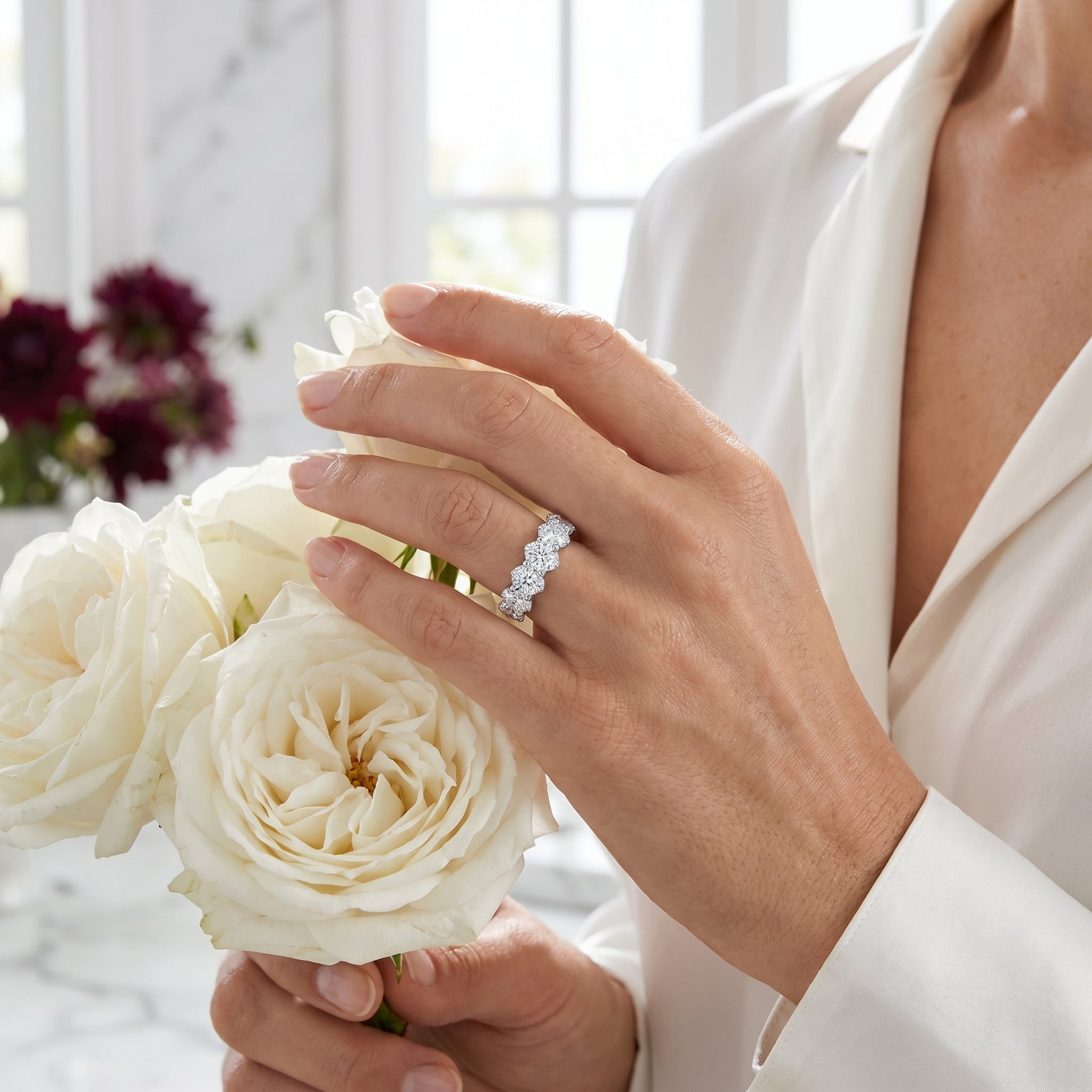 Rosalie Floral Moissanite Eternity Band