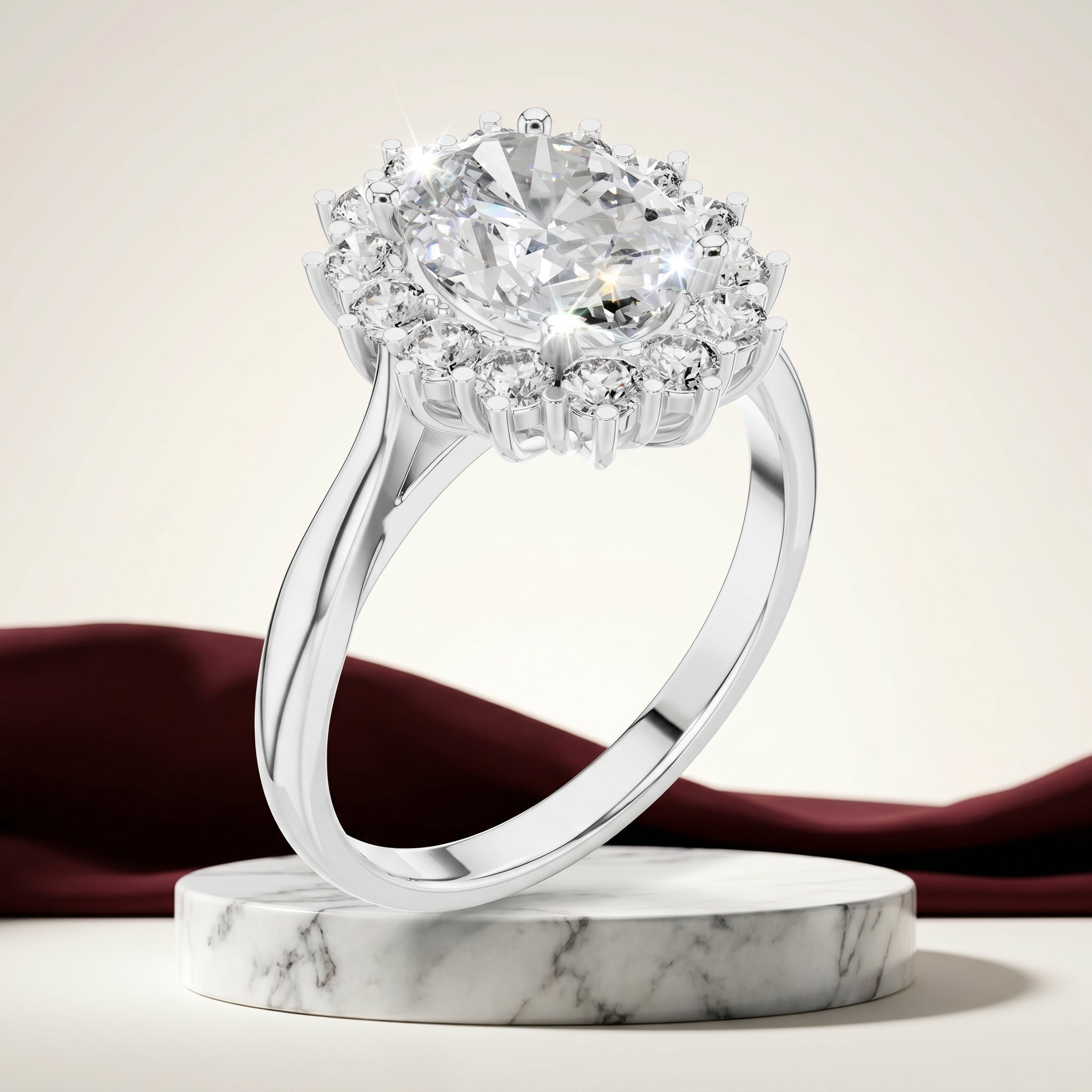 Victoria 2 CT Oval Halo Moissanite Ring