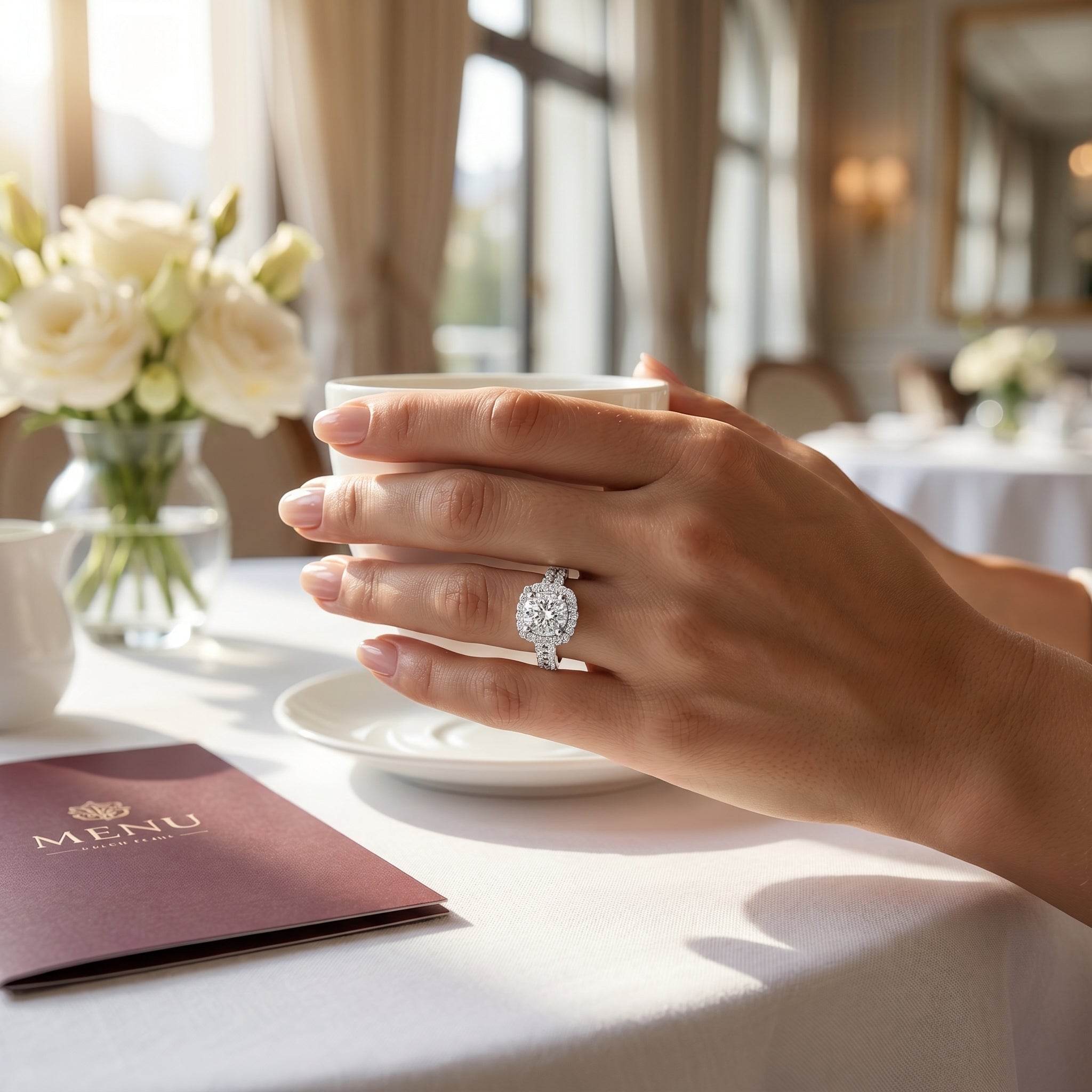 Evelyn Vintage Halo Moissanite Ring