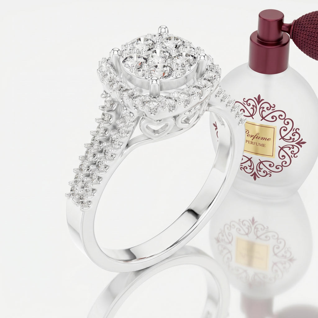 Evelyn Vintage Halo Moissanite Ring