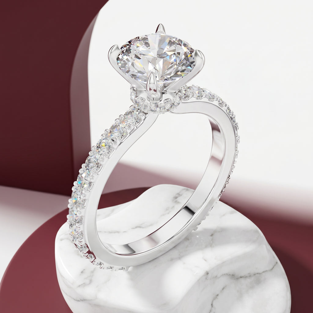 Aurora Hidden Halo Moissanite Engagement Ring
