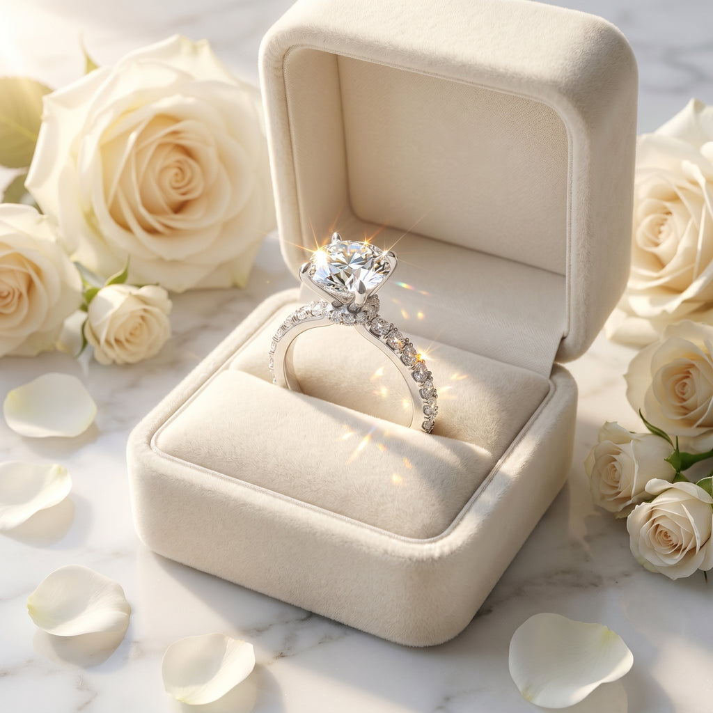 Aurora Hidden Halo Moissanite Engagement Ring