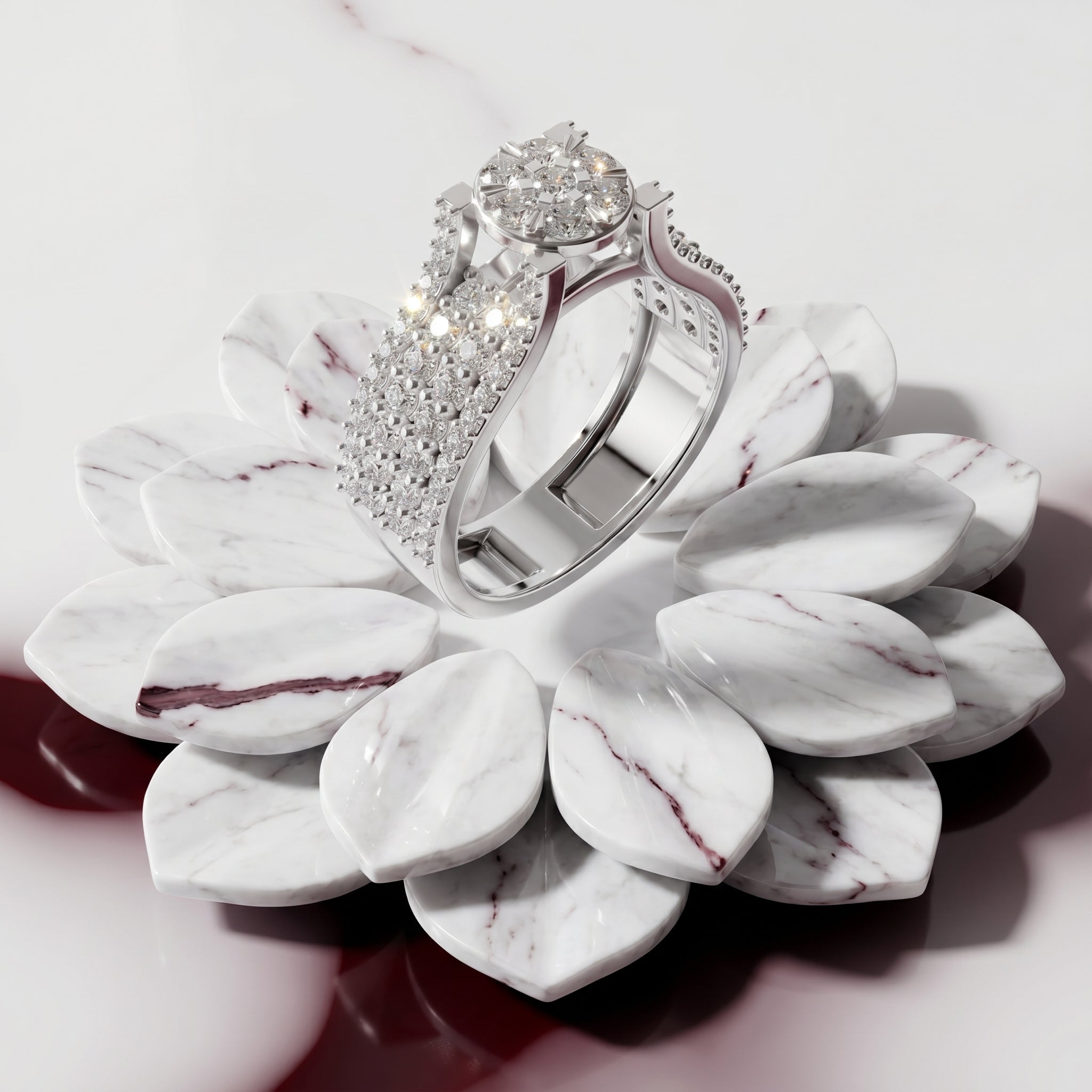 Celestia Floral Cluster Halo Ring