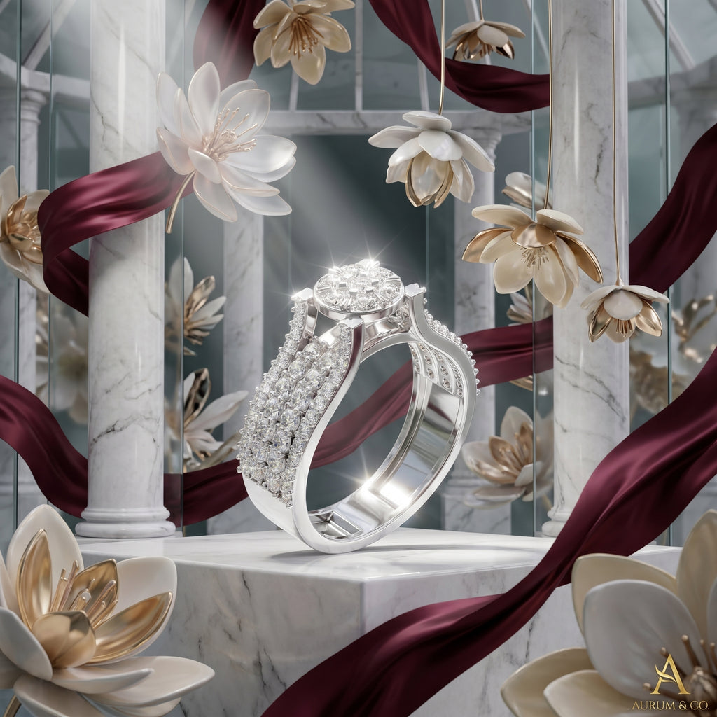 Celestia Floral Cluster Halo Ring