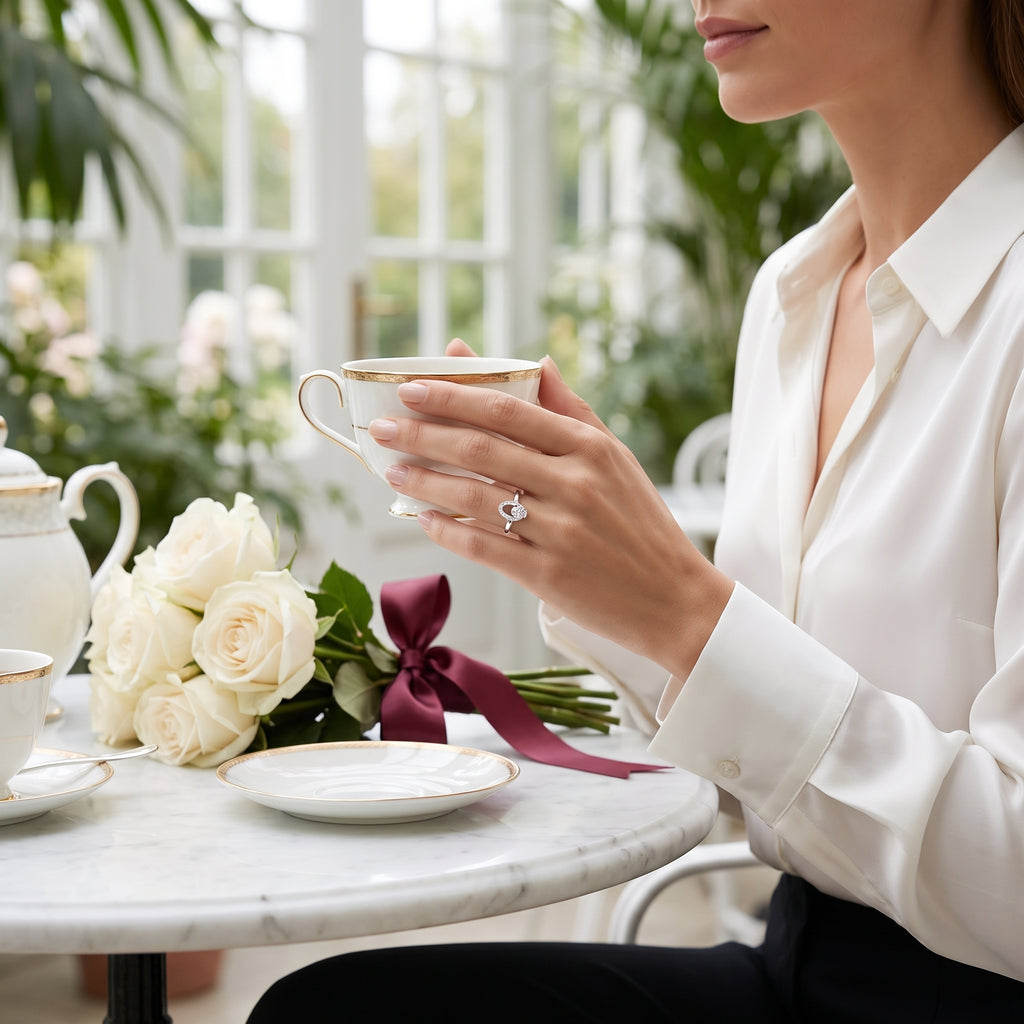 Elowen Open Halo Solitaire Ring