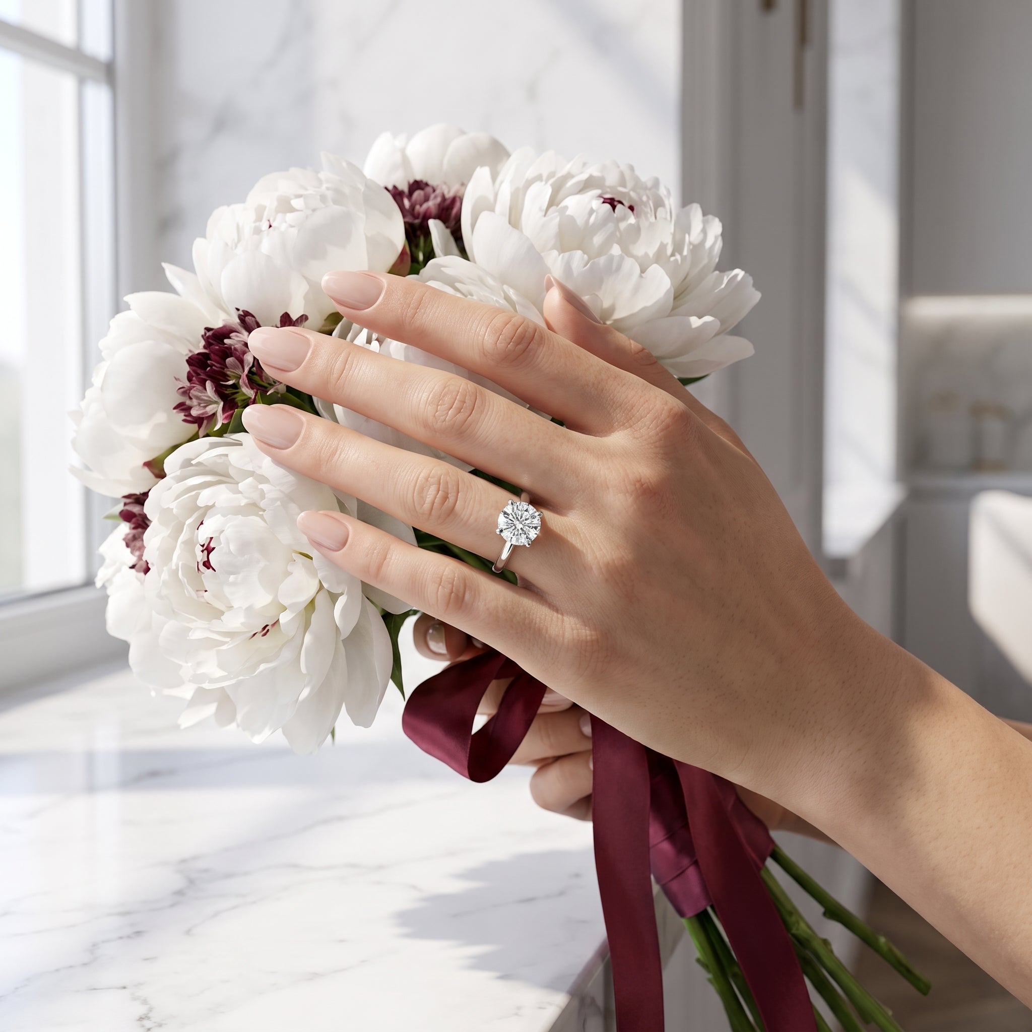 Celeste Classic Cathedral Solitaire Moissanite Engagement Ring