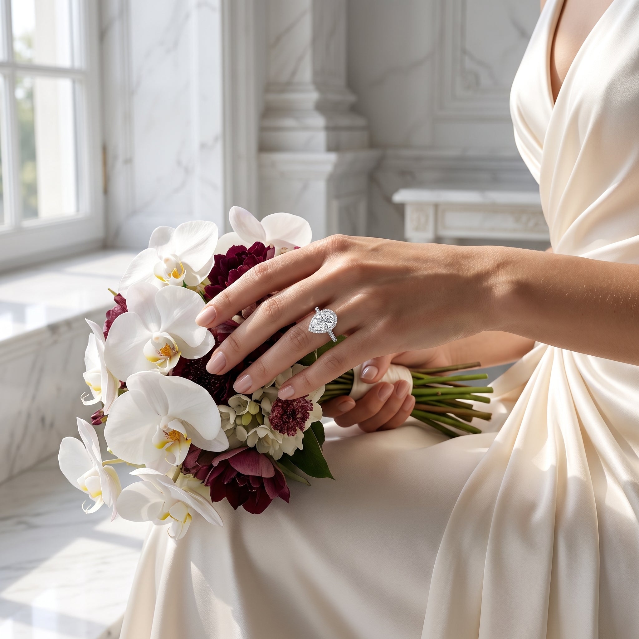 Seraphina Pear Halo Moissanite Engagement Ring