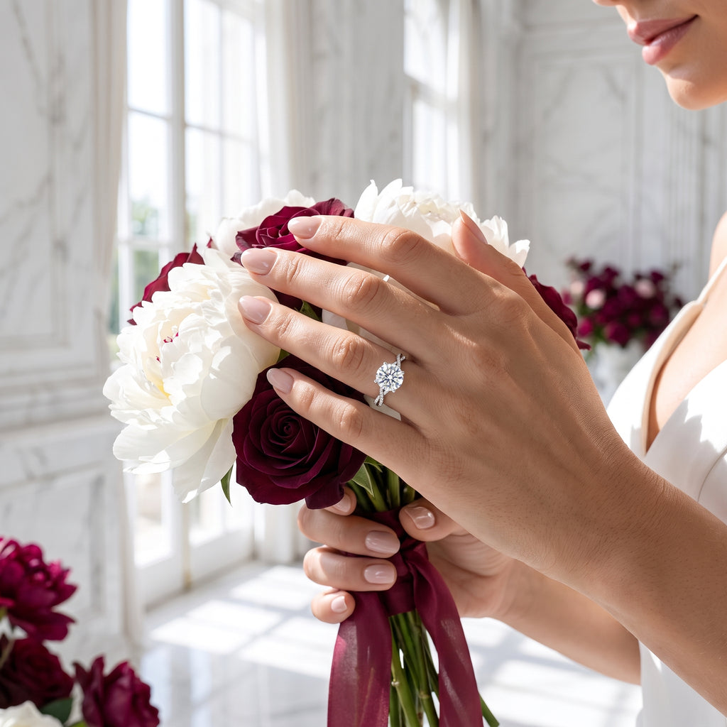 Aurielle Twisted Pavé Solitaire Moissanite Engagement Ring