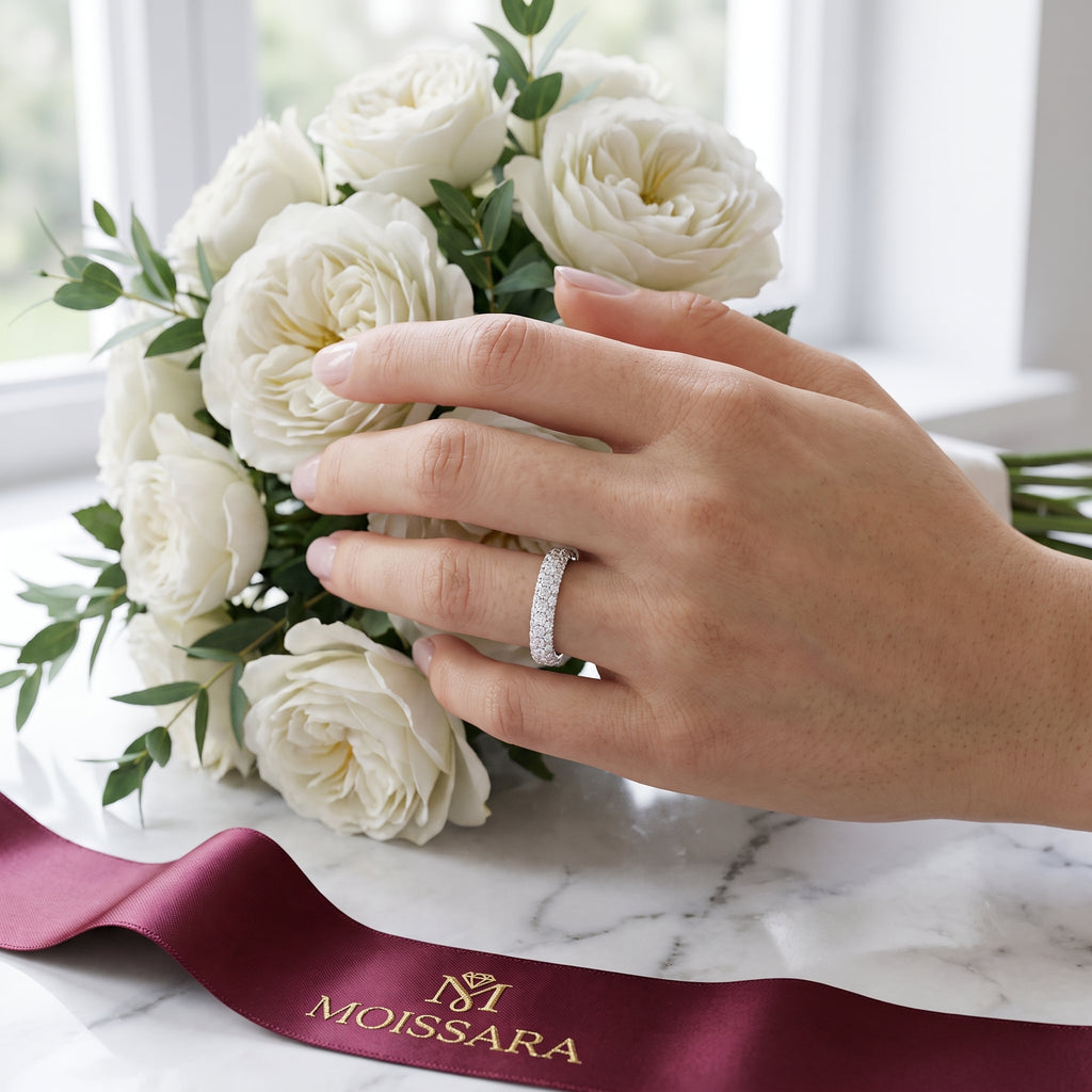 Celeste Three Row Moissanite Eternity Band