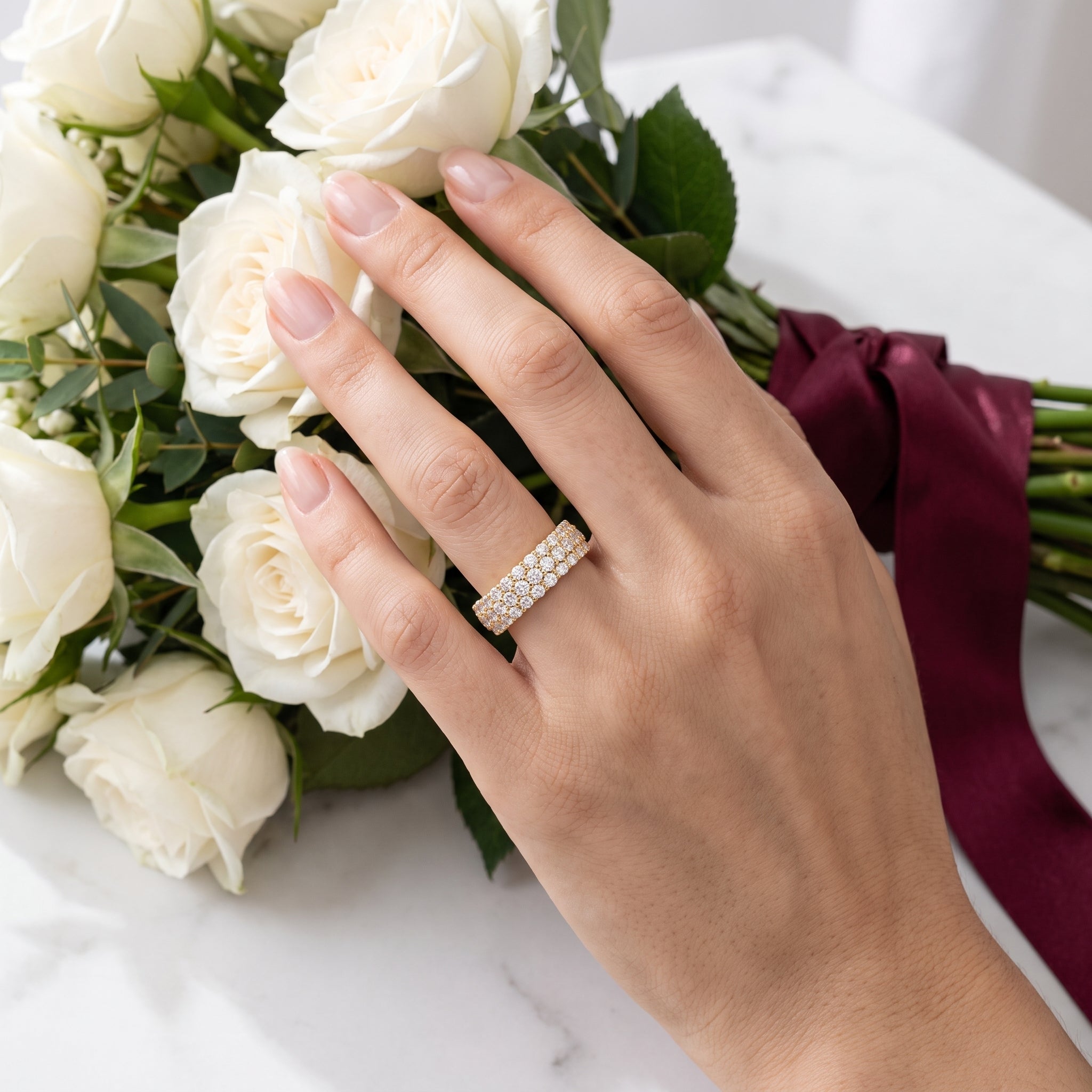 Celeste Three Row Moissanite Eternity Band