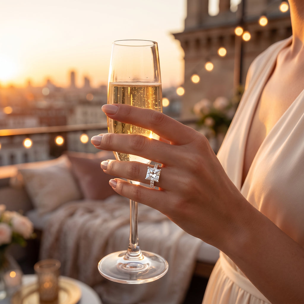 Celestia Princess Cut Moissanite Pavé Engagement Ring