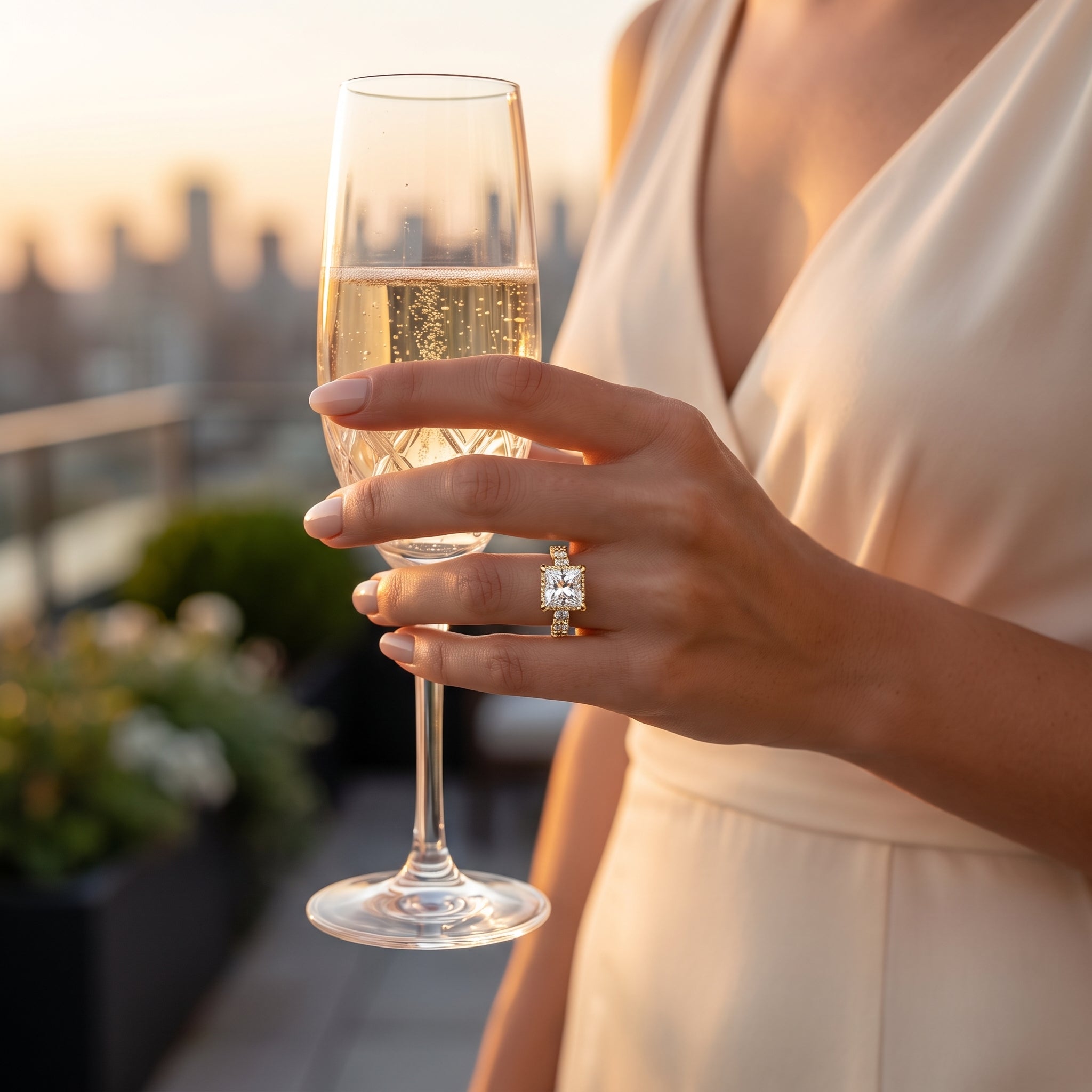Celestia Princess Cut Moissanite Pavé Engagement Ring