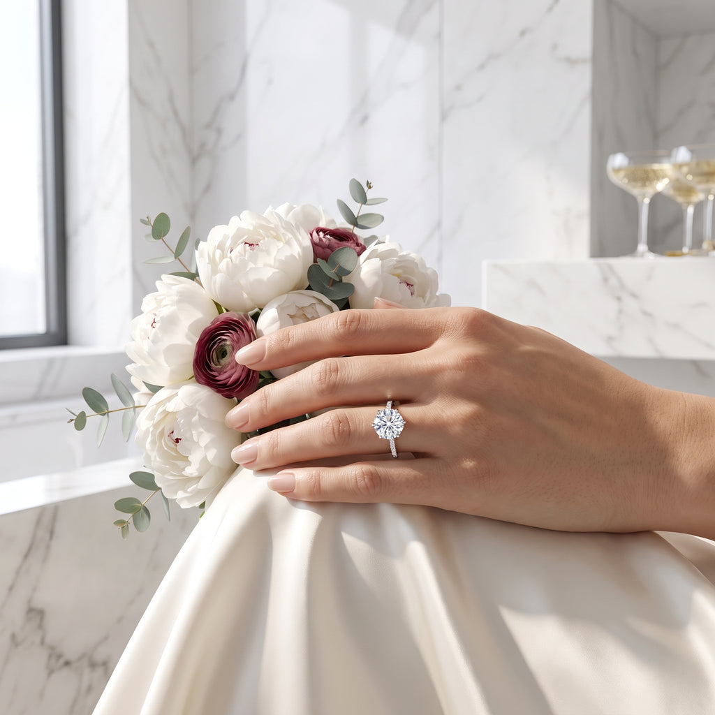 Aurora Six-Prong Pavé Solitaire Engagement Ring