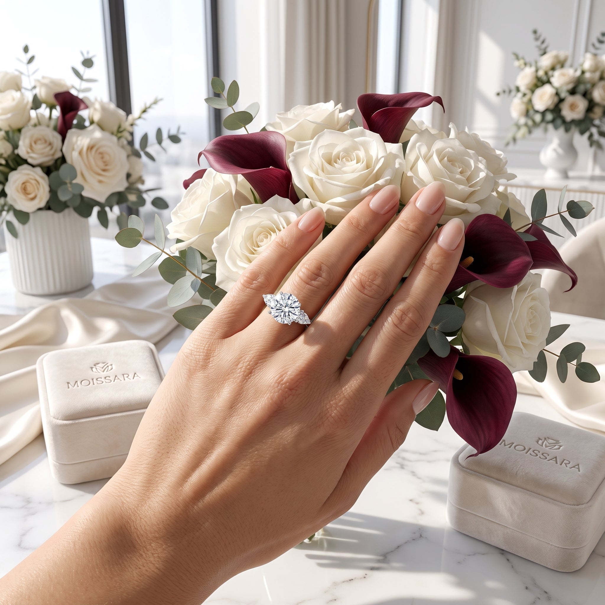 Vivienne Three Stone Moissanite Engagement Ring