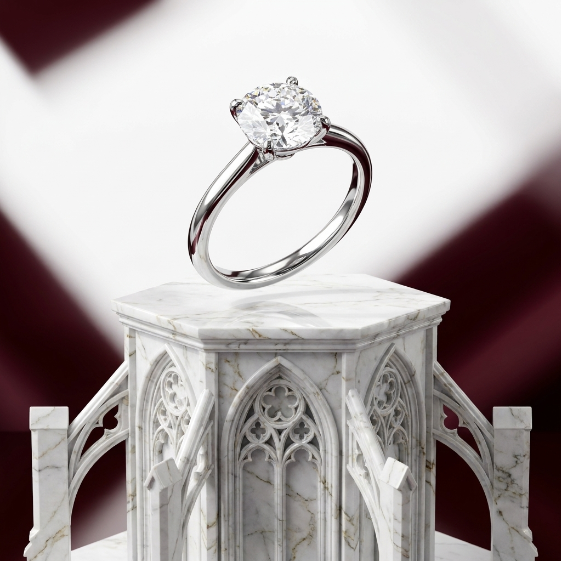 Celeste Classic Cathedral Solitaire Moissanite Engagement Ring