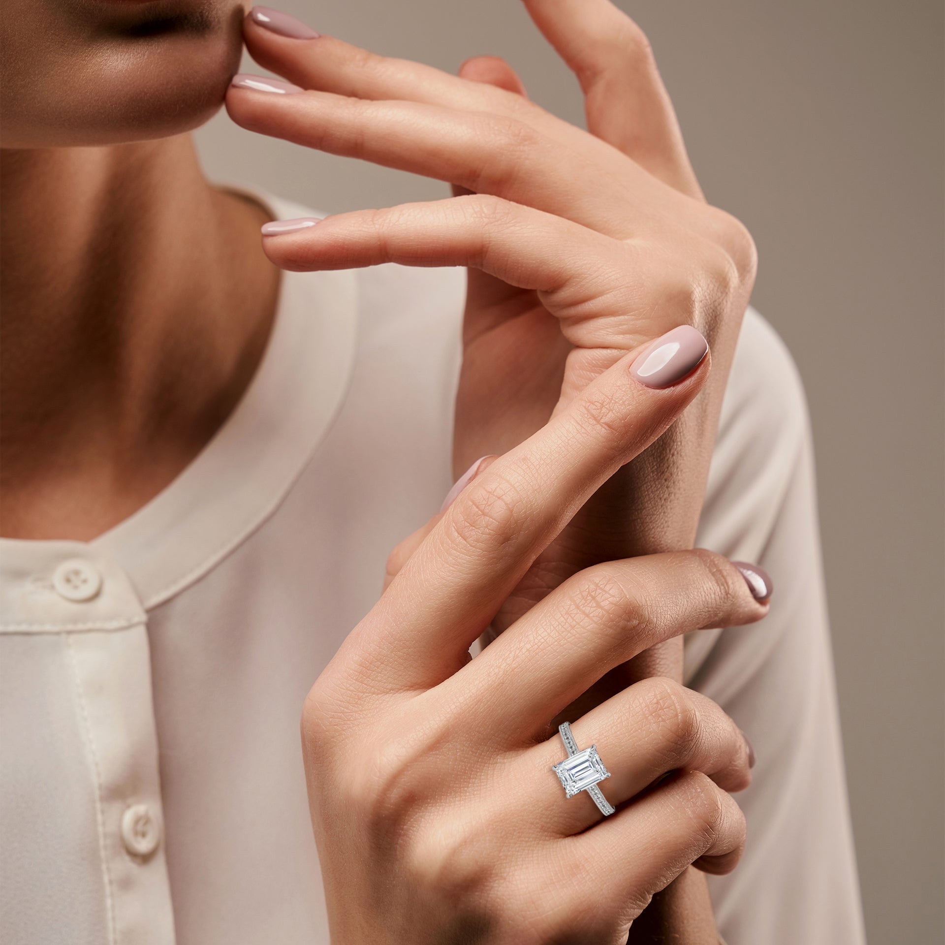 Valencia Radiant Cathedral Pavé Engagement Ring