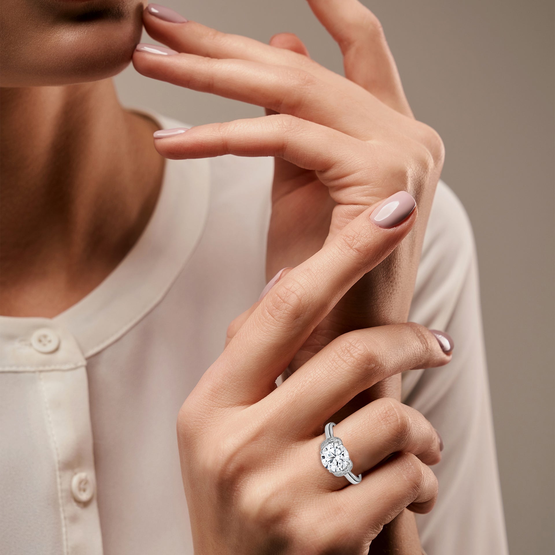 Luna Hidden Halo Round Solitaire Engagement Ring