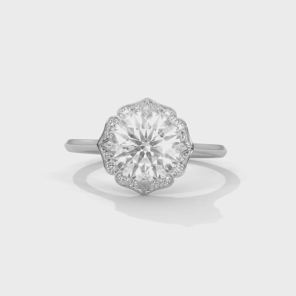 Rosalie Floral Halo Moissanite Engagement Ring